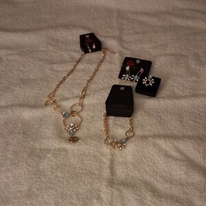 Paparazzi Gold Necklace Set with Blue Accents